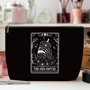 THE ICED COFFEE Tarot Card Fabric Zipper XLARGE Makeup School Storage Pouch NEW